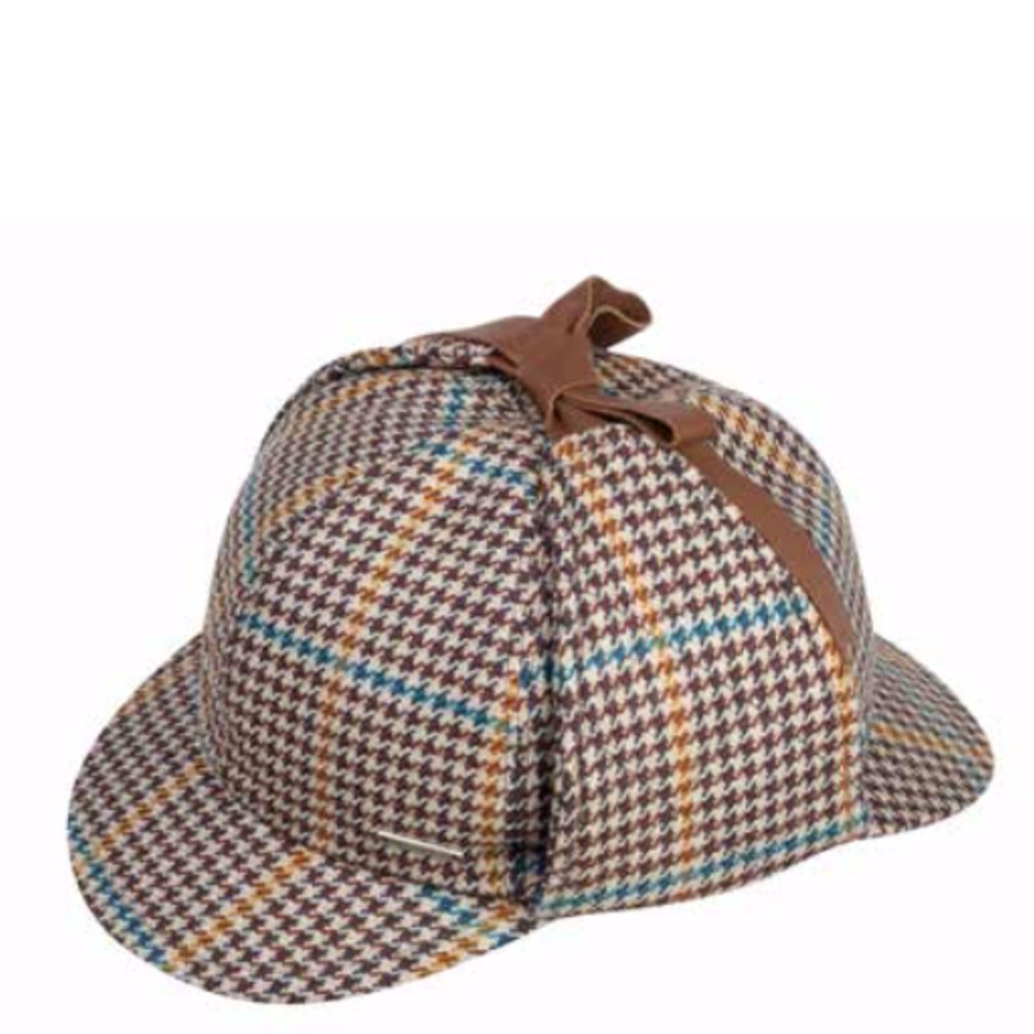 Cappello uomo Alfonso D'Este - Baseball Copriorecchie Blu/cammello quadroni