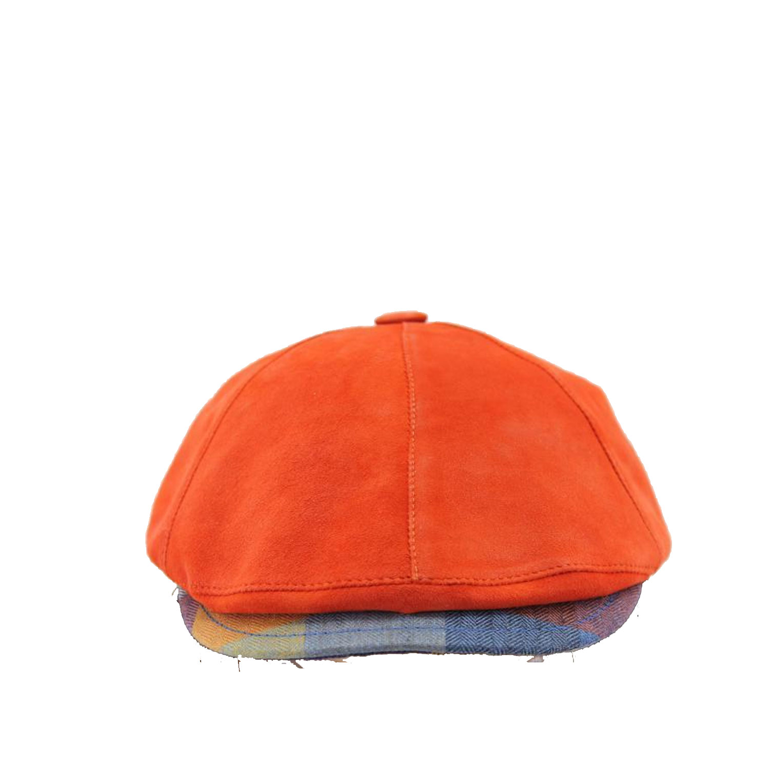 Berretto Alfonso D'este in vera pelle camoscio 5 spicchi Rosso Arancione