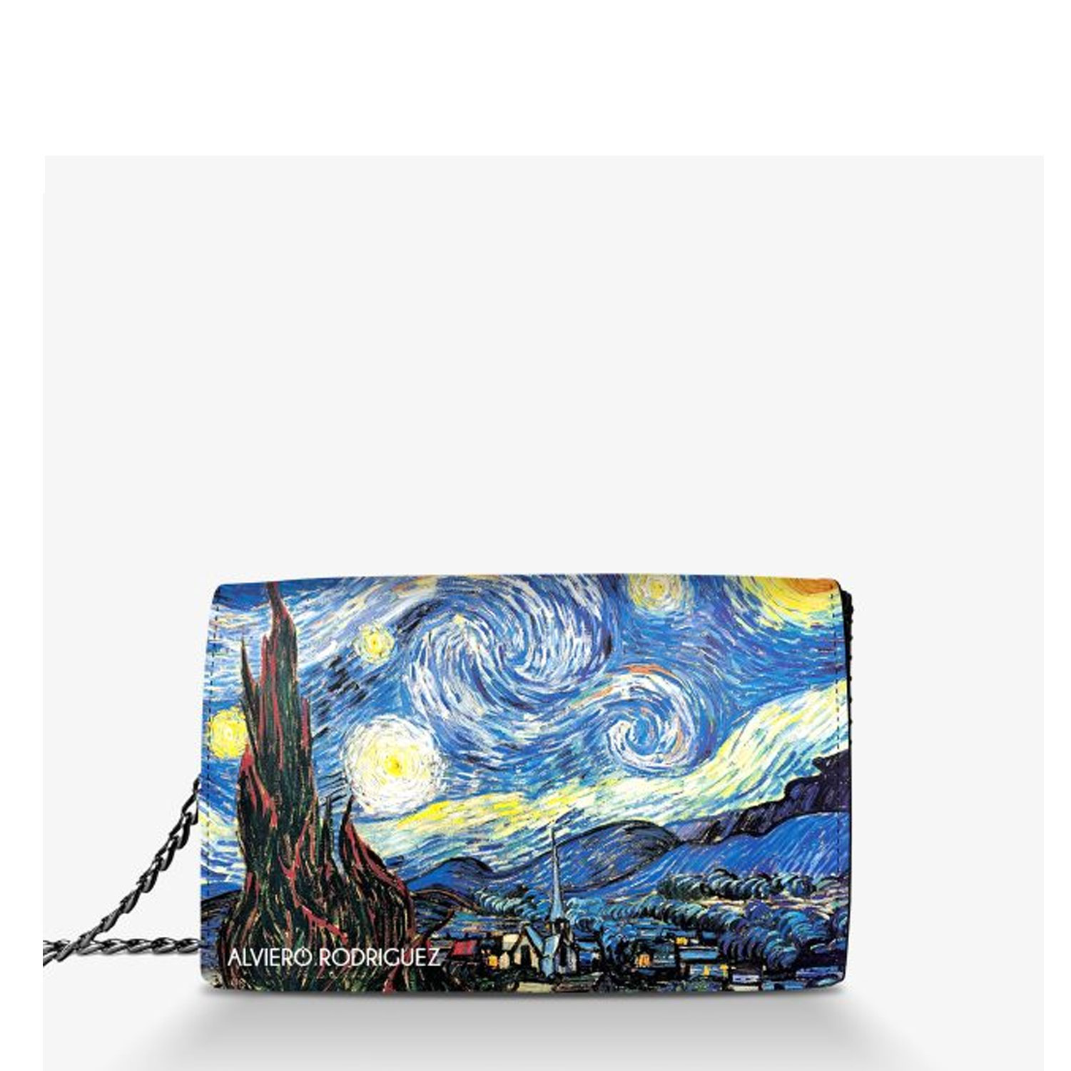 Borsa donna tracolla Alviero Rodriguez in pelle nera - Notte Stellata