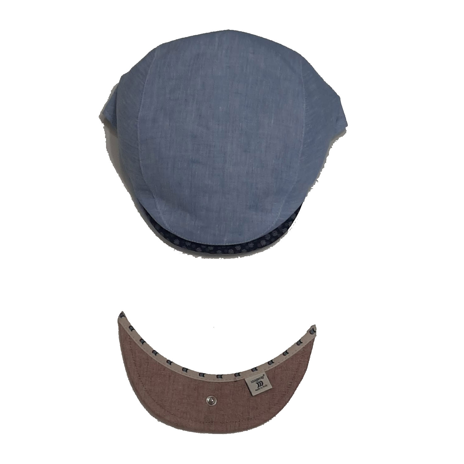 27 Cappello Coppola Uomo - Snap Cap - Estiva Celeste Lino con visiera intercambiabile Taglia 56 - immagine 1