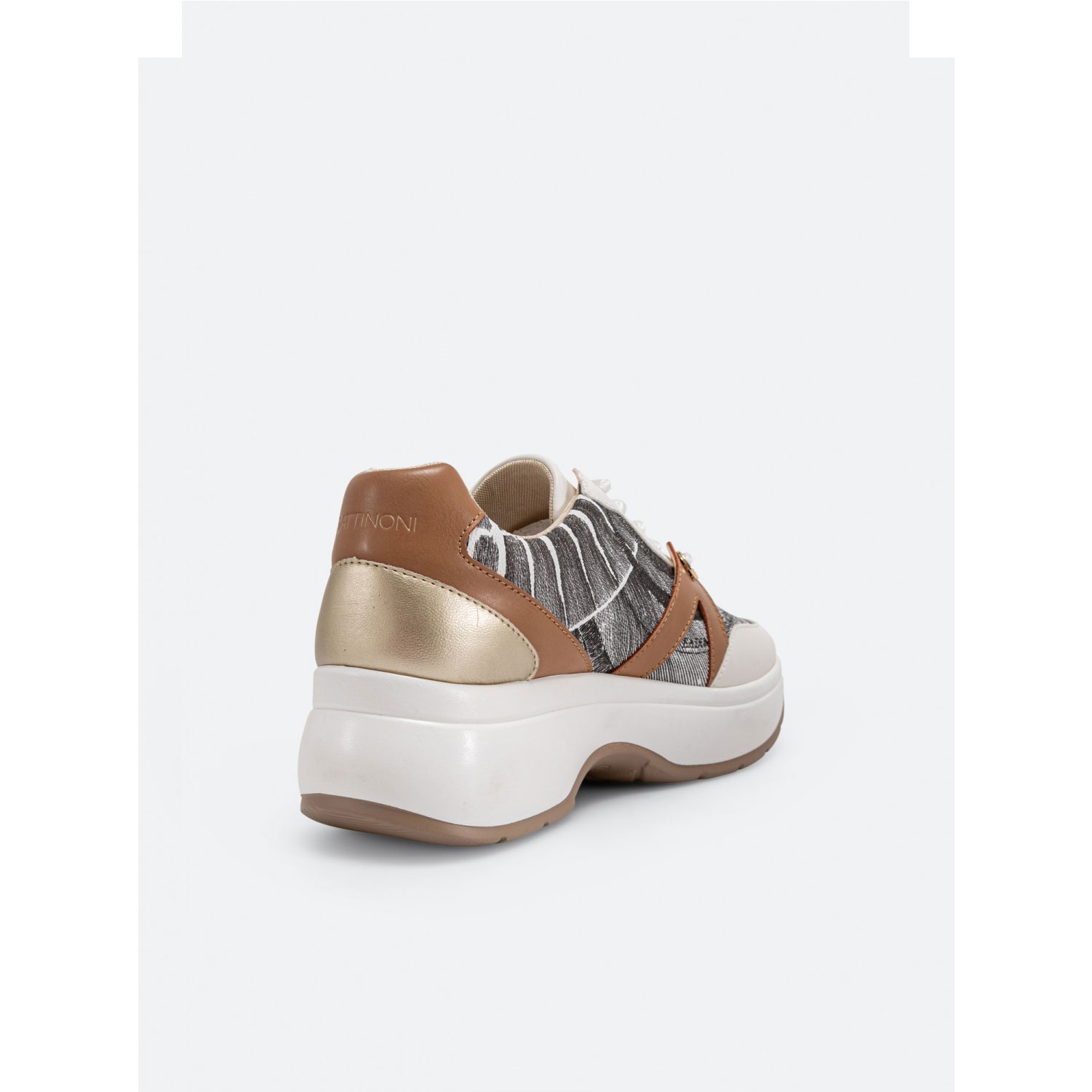 Scarpe donna - Gattinoni - Sneakers Planetarium Bianca Marrone zeppa