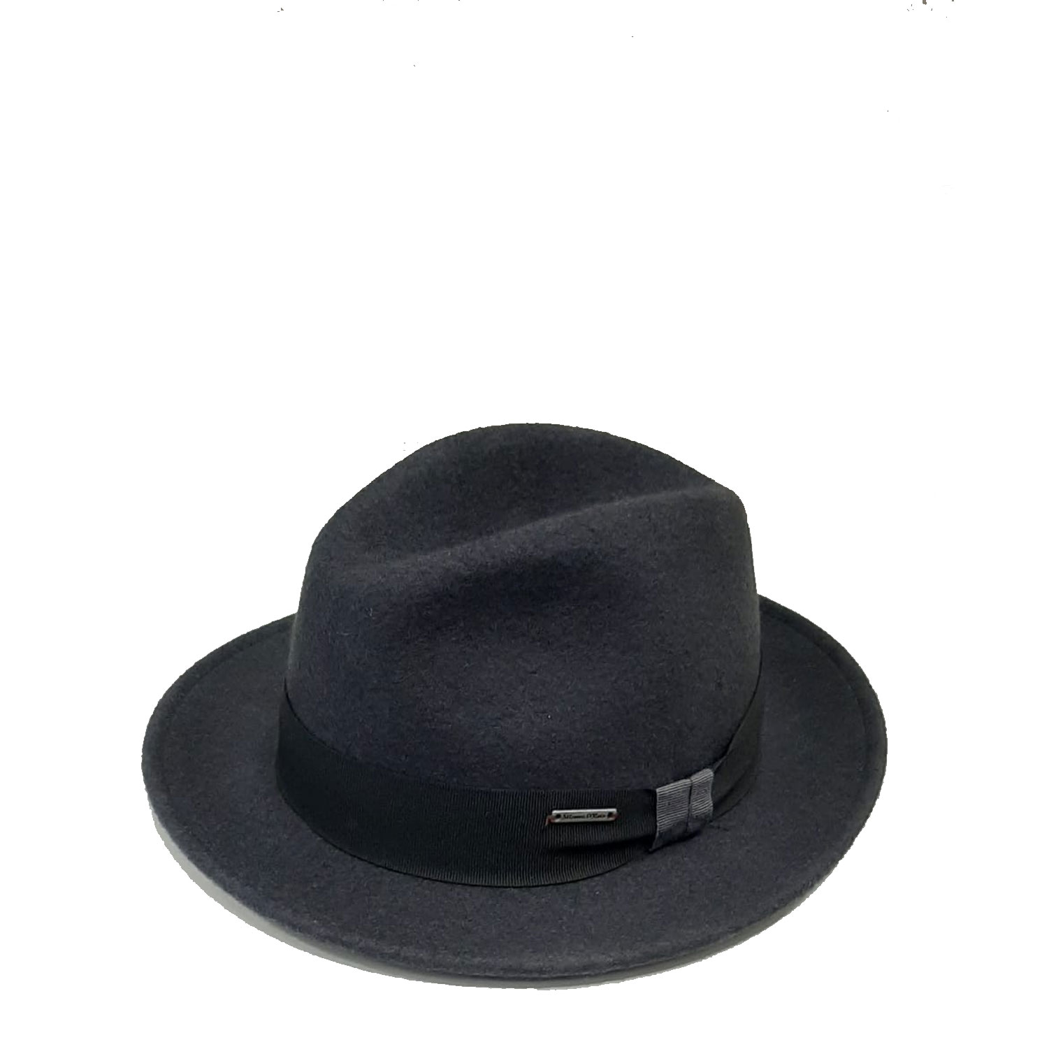 Cappello uomo Alfonso D'Este Grigio Feltro Lana Tesa Larga Cinta Bicolore