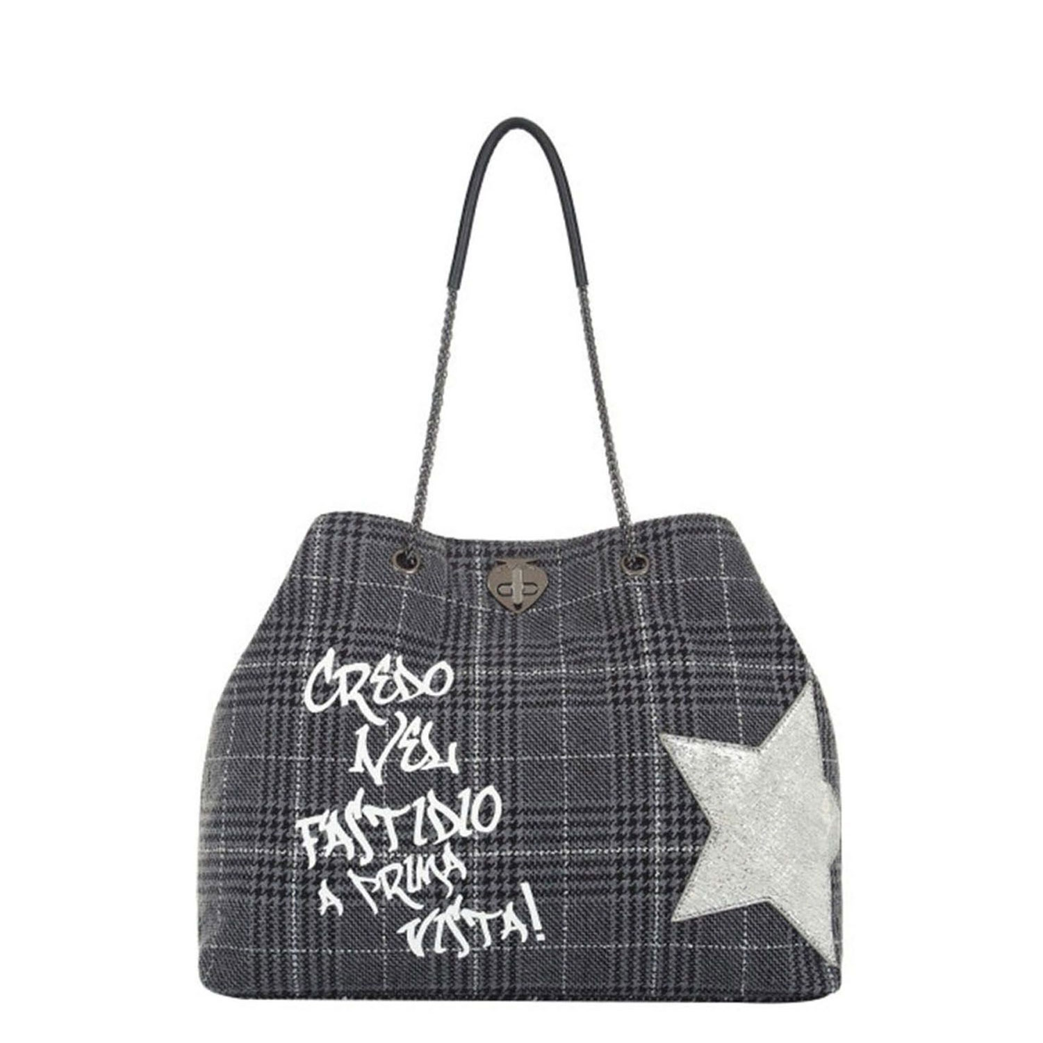 Borsa donna a spalla - Le Pandorine - Crazy Fastidio Grigio Tartan