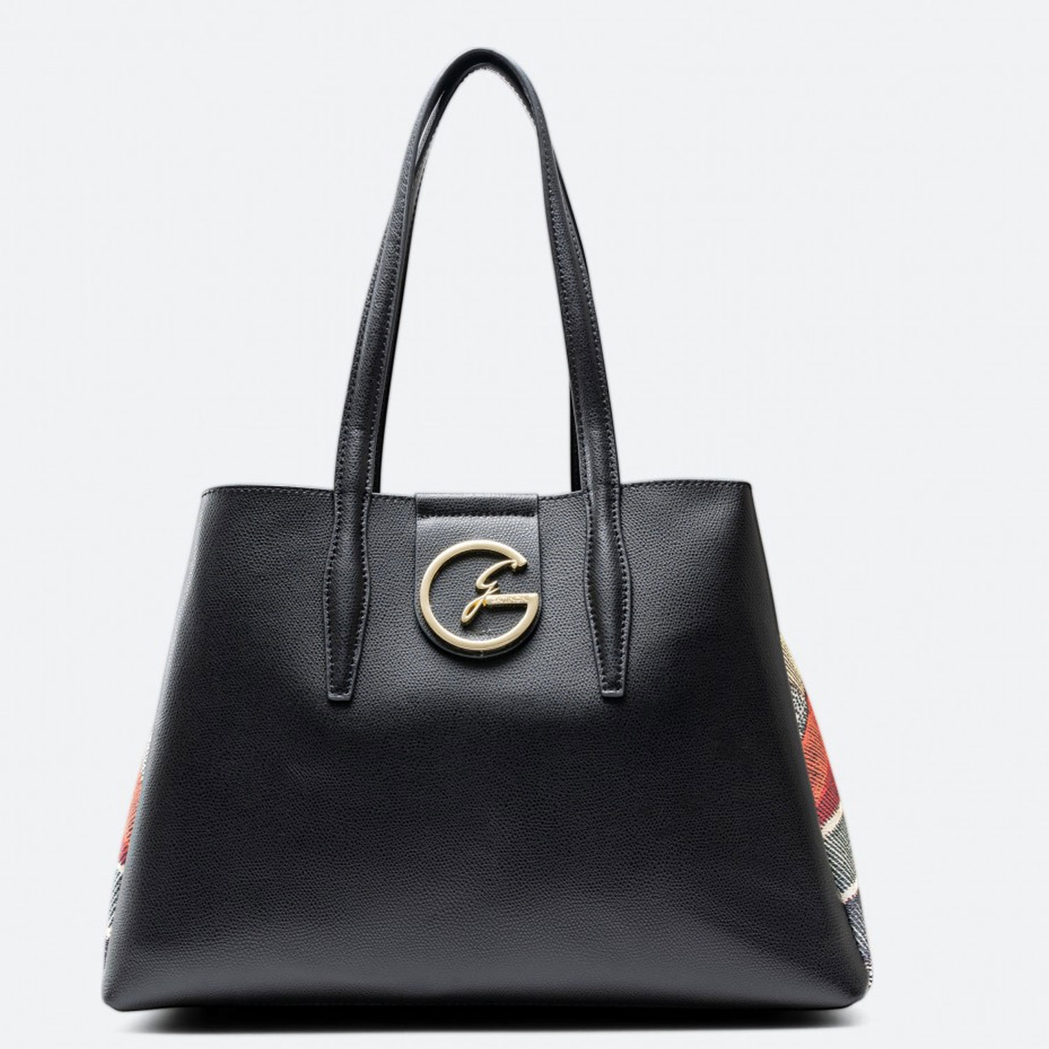 Borsa donna a spalla Gattinoni Planetarium Shopping Bag Sveva in Pelle Nera