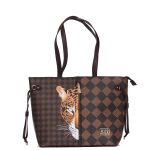 Borsa donna a spalla - R372 - Shopping Bag Grande Marrone Tigre