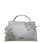 Borsa donna a mano Cafè Noir con tracolla con applicazioni floreali Avorio