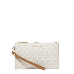 Portafoglio donna Michael Kors doppia zip con logo Vaniglia