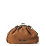 Borsa donna Bianca Borghesi Clutch Caramello Gold Suede Small Cuoio
