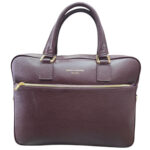 Borsa donna Bianca Borghesi Cartella con tracolla in Pelle Dark Vino