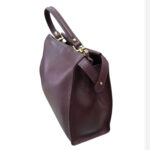 Borsa donna a mano Bianca Borghesi con tracolla in Pelle Kali Big Double Clutch Dark Vino - immagine 2